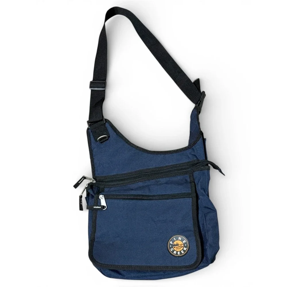 Pine Creek Navy Blue Crossbody Shoulder‎ Bag Adjustable Strap Multiple Pockets